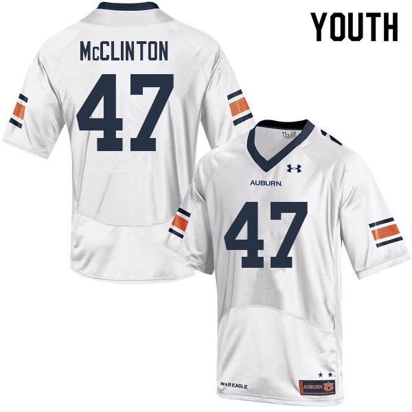 Auburn Tigers Youth Mac McClinton #47 White Under Armour Stitched College 2022 NCAA Authentic Football Jersey HYY5874TB